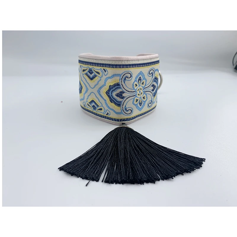 Collar de perro de cuero de estilo étnico Collar de perro pequeño y mediano Collar de galgo Whippet (no ajustable) - imagen 5