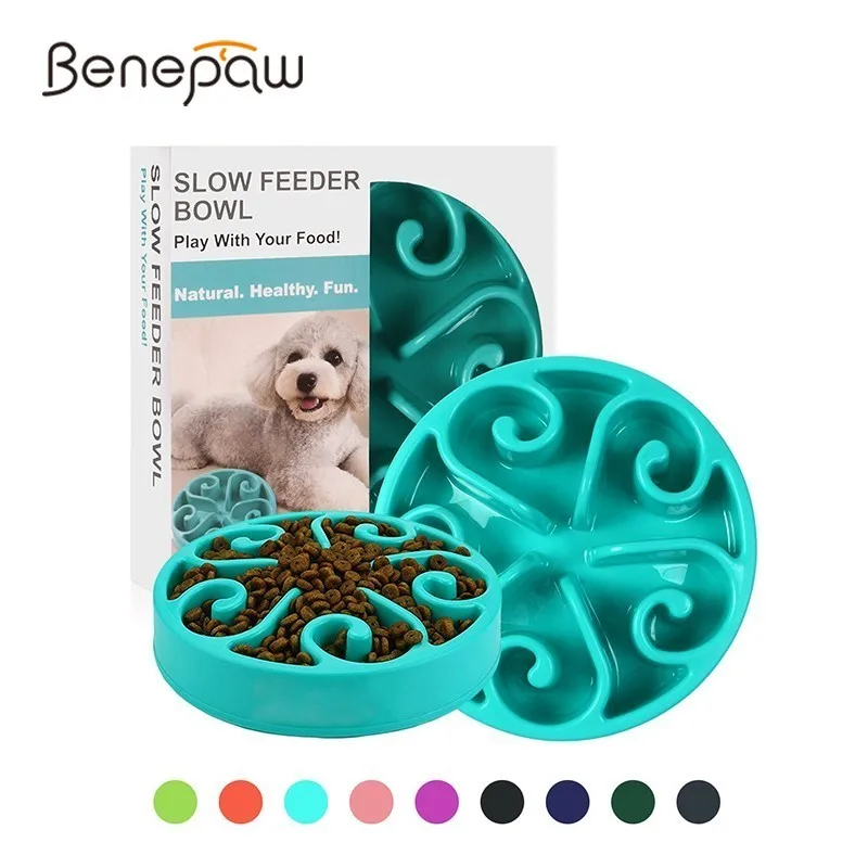 Benepaw alimentador lento no tóxico perro cuenco comida antideslizante mascotas cuenco alimentación lenta laberinto interactivo perros grandes medianos pequeños
