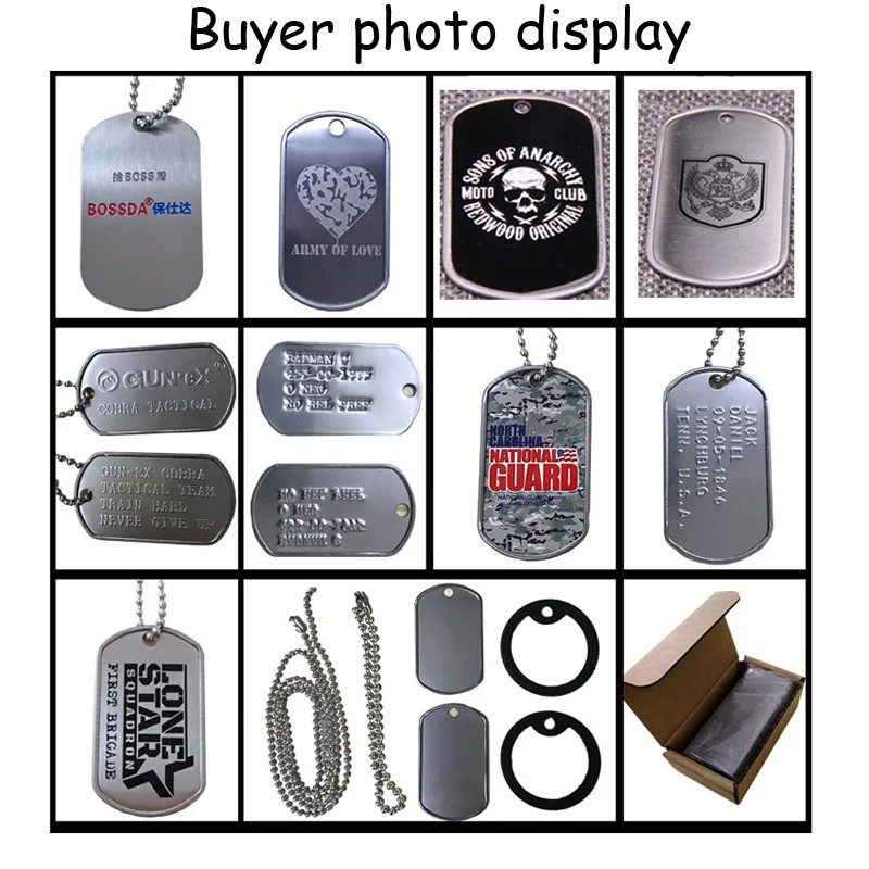 Venta al por mayor, 100 Uds., etiqueta de identidad del ejército militar, etiquetas de acero inoxidable para hombres, collar con personalidad, etiquetas de identificación de perro para hombres, colgante - imagen 4