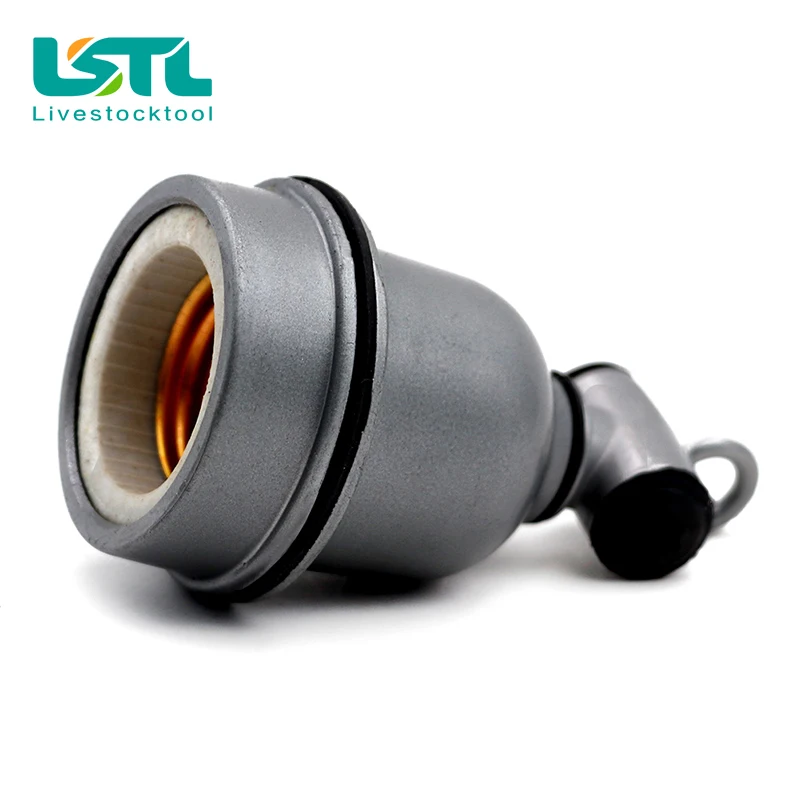 Portalámparas de calefacción para mascotas, portalámparas de cerámica impermeable con aislamiento de 220V, con un pequeño portalámparas de calor para granjas, portalámparas en T pequeño - imagen 3