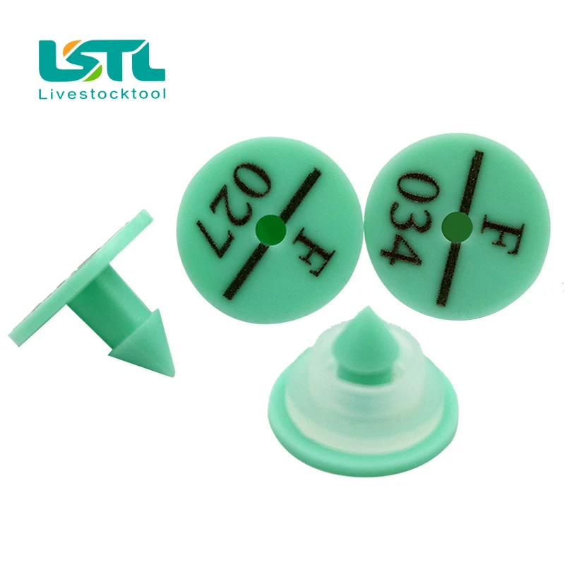 Juegos de letreros de etiqueta de oreja de animales con palabras, conejo, perro, mascota, escritura láser, pendientes de cabeza de plástico, tarjeta de identificación de animales de granja, 100 juegos - imagen 5