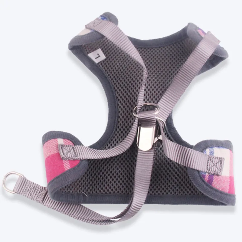 Conjunto de arnés y correa para perro a cuadros, chaleco para Gato, arnés con lazo de malla acolchado para cachorros pequeños, Chihuahua, Yorkies, Pug 10A - imagen 3