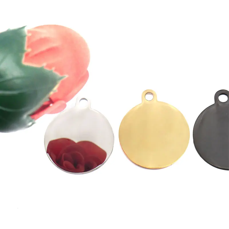 Collar con colgante redondo de acero inoxidable para hombre, etiqueta de identificación de perro en blanco, accesorios de joyería, abalorio de etiqueta de identificación de Mascota, venta al por mayor, 20 piezas - imagen 3