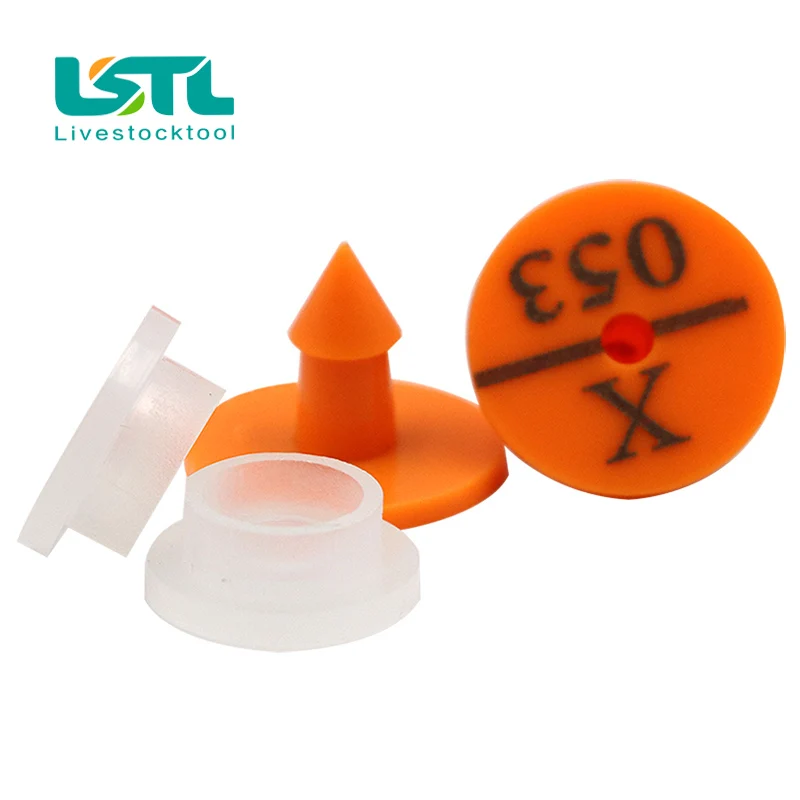 Juegos de letreros de etiqueta de oreja de animales con palabras, conejo, perro, mascota, escritura láser, pendientes de cabeza de plástico, tarjeta de identificación de animales de granja, 100 juegos - imagen 4