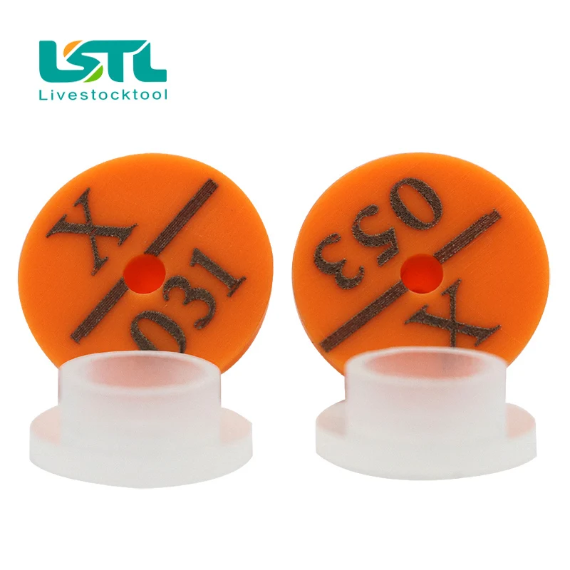 Juegos de letreros de etiqueta de oreja de animales con palabras, conejo, perro, mascota, escritura láser, pendientes de cabeza de plástico, tarjeta de identificación de animales de granja, 100 juegos - imagen 3