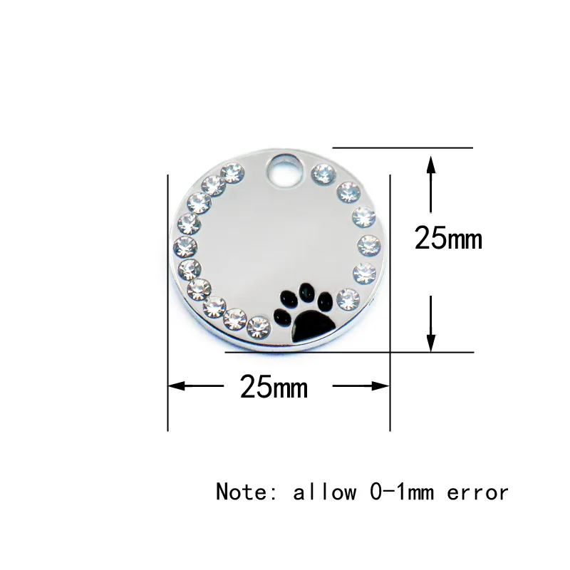 20 piezas de etiqueta de perro grabada con diamantes de imitación, identificación personalizada para Gato, placa antipérdida para cachorros y gatitos, collares, colgante, accesorios en blanco - imagen 5