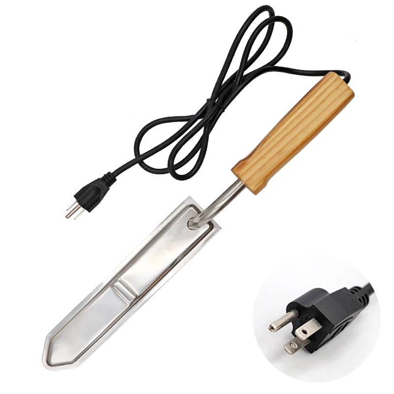 Cuchillo eléctrico de acero inoxidable para apicultura, herramienta de madera para cortar miel de abeja, con mango de calefacción, raspador, 220V - imagen 4
