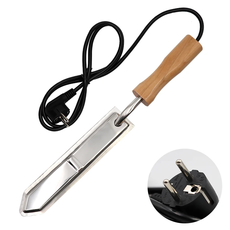 Cuchillo eléctrico de acero inoxidable para apicultura, herramienta de madera para cortar miel de abeja, con mango de calefacción, raspador, 220V - imagen 5