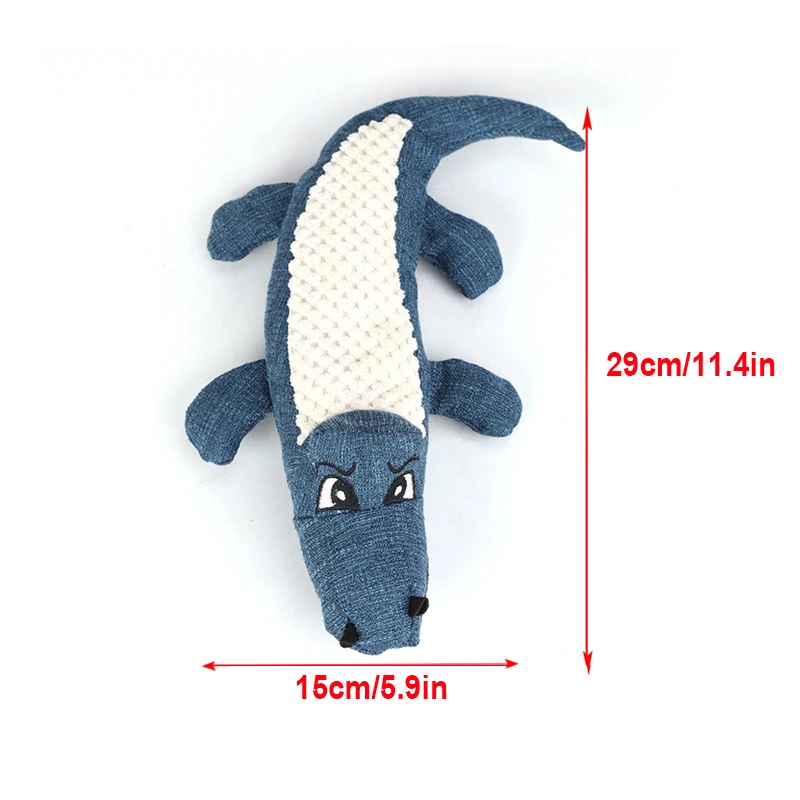 Juguete de lino de cocodrilo para perro, juguete de felpa suave resistente a las mordeduras, Limpieza de dientes de Mascota, juguete masticable interactivo para cachorro, gato, sonido chirriante - imagen 2