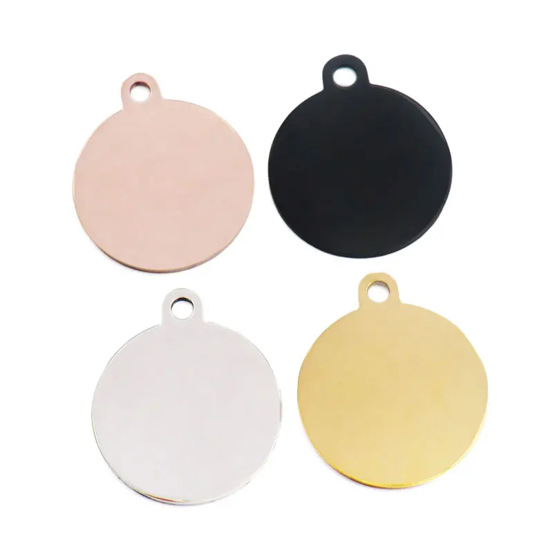 Collar con colgante redondo de acero inoxidable para hombre, etiqueta de identificación de perro en blanco, accesorios de joyería, abalorio de etiqueta de identificación de Mascota, venta al por mayor, 20 piezas - imagen 5