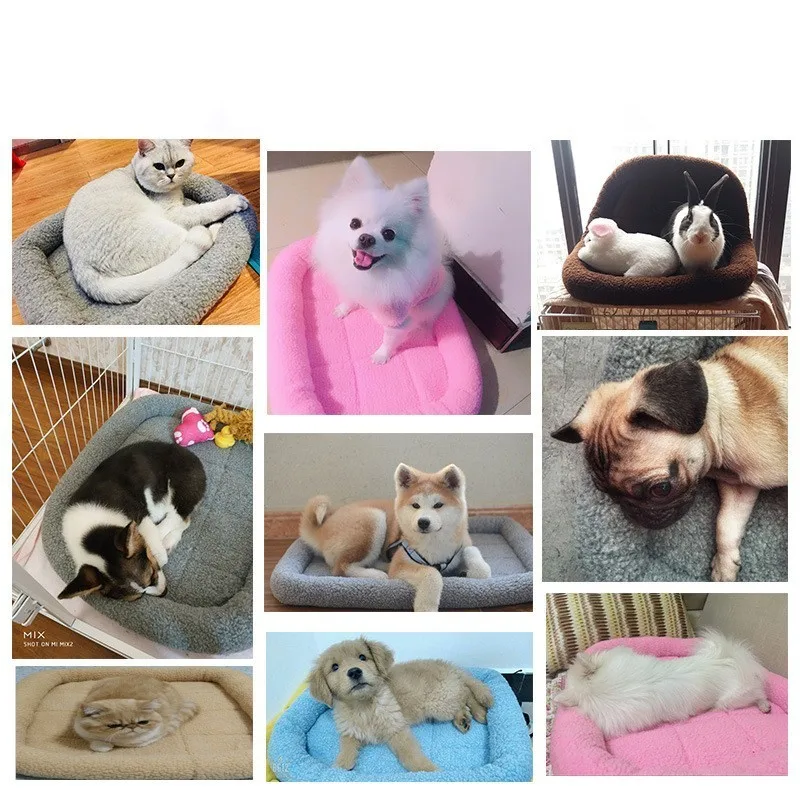 Benepaw-alfombrilla suave y cálida para perro, 5 colores, duradera, de lana de cordero, para dormir, gran oferta, cama para cachorro, rosa/Beige/azul/gris/marrón - imagen 2