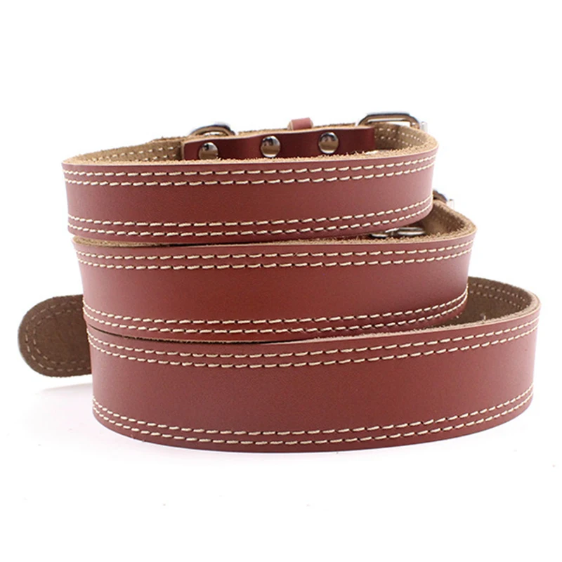 High-grade Adjustable Genuine Leather Dog Collars Pet Dog Necktie Necklace Harness For Pitbull Bull Terrier Big Dog Accessories3