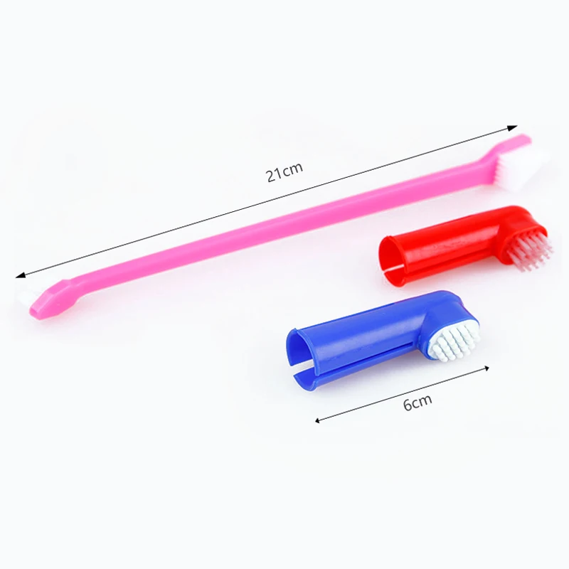 Cepillo de plástico 3 en 1 para mascotas, cepillo de dientes para perros, gatos, cachorros, cuidado de los dientes, pequeño y grande cepillo de limpieza, suministros de herramientas de aseo para mascotas - imagen 2