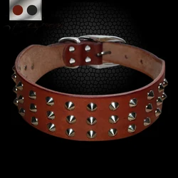Collar de cuero con pinchos ajustable para perros Pug