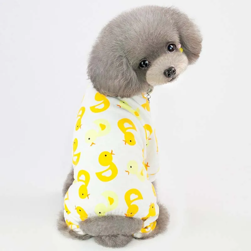 Pijama de algodón puro para perros pequeños, mono estampado, ropa de dormir suave para Chihuahua, caniche, Yorkie, Shih Tzu - imagen 4