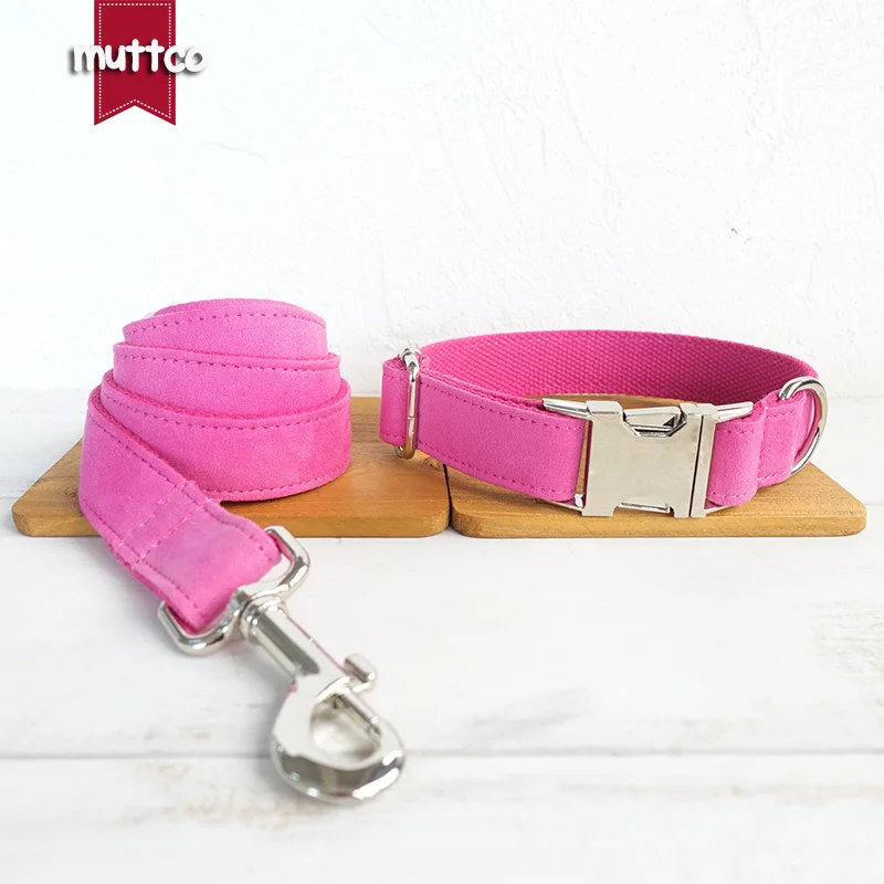 MUTTCO vende al por menor, accesorio antipérdida para perros, collar personalizado con etiqueta de identificación para perros, conjunto de correa para perros grabada en rosa, 5 tamaños UDC076 - imagen 3