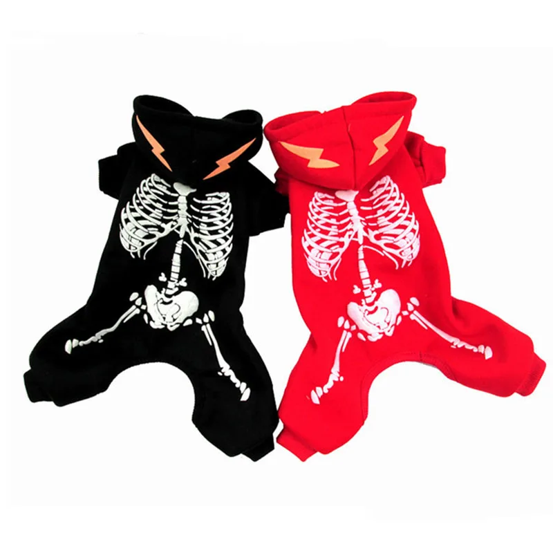 Disfraz de otoño e invierno para perros, ropa cálida para perros, chaqueta para cachorros, abrigo con calavera luminosa, suéter suave para cachorros, ropa de Navidad para mascotas - imagen 3