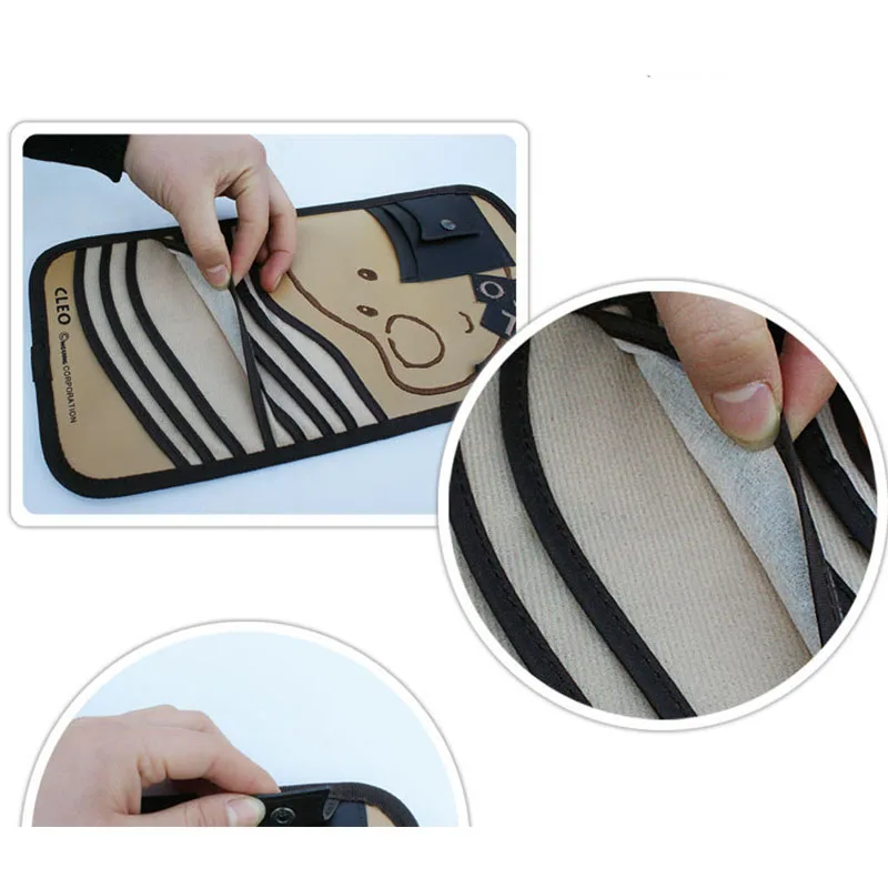 Conjuntos de visera multifunción para coche de dibujos animados, estuche para DVD, bolsa de almacenamiento de suministros automotrices, soporte para CD de coche, organizador de viaje - imagen 3