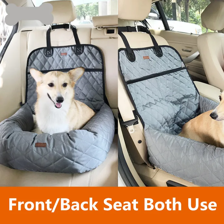 Asiento de coche extraíble para perros, cama de viaje para perros pequeños y medianos, asiento delantero/trasero para interior/coche, portador de mascotas, funda de cama - imagen 2