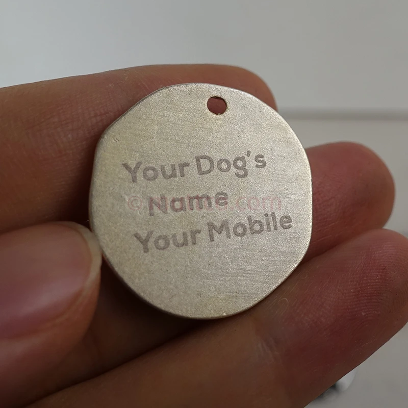 Kirsite-grabado láser funcional, letras de autodiseño de metal, grabado redondo, identificación de perros, tallar Nombre y teléfono, venta al por mayor