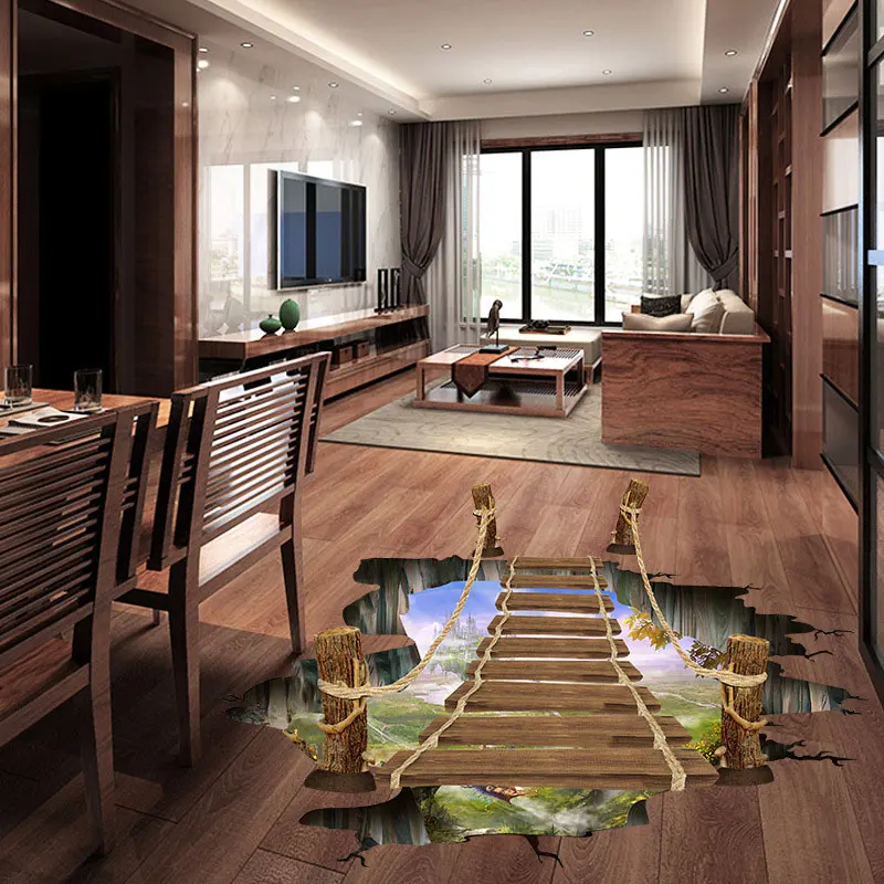 Pegatinas de pared verdes impermeables de moda para sala de estar y dormitorio pegatinas de decoración del hogar de suelo 3D - imagen 3