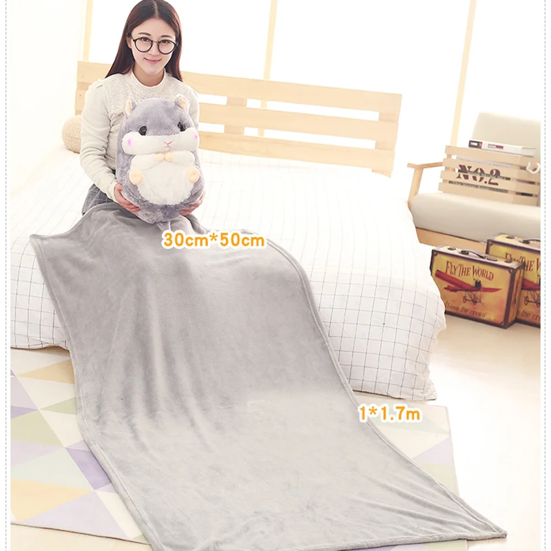 Cojín decorativo de hámster de dibujos animados, almohada de mano cálida con manta suave, bonito cojín, cojines de cintura lavables - imagen 2