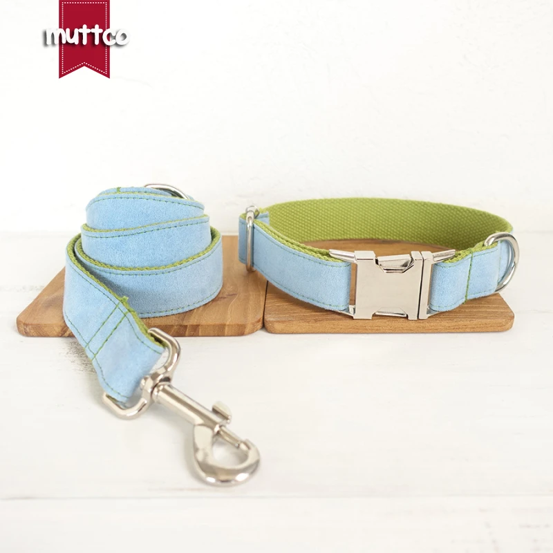 MUTTCO التجزئة طوق التصميم الذاتي غطاء أزرق أخضر طوق اليدوية محفورة طوق الحيوانات الأليفة مع لوحة معرف الهاتف 5 أحجام UDC033 - imagen 5