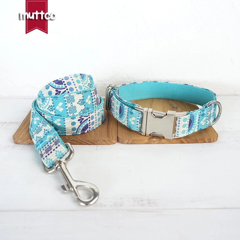 Collar de identificación personalizado MUTTCO, venta al por menor, collar hecho a mano de alta calidad, collar de perro azul antipérdida a la moda, 5 tamaños UDC023 - imagen 3
