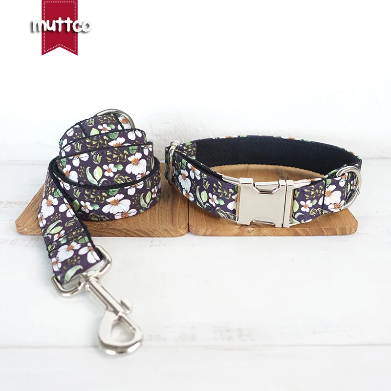 MUTTCO vende al por menor moda hecha a mano suave obstinado grabado nombre de mascota collar de perro THE CHRYSANTHEMUM collares de perro 5 tamaños UDC044 - imagen 4
