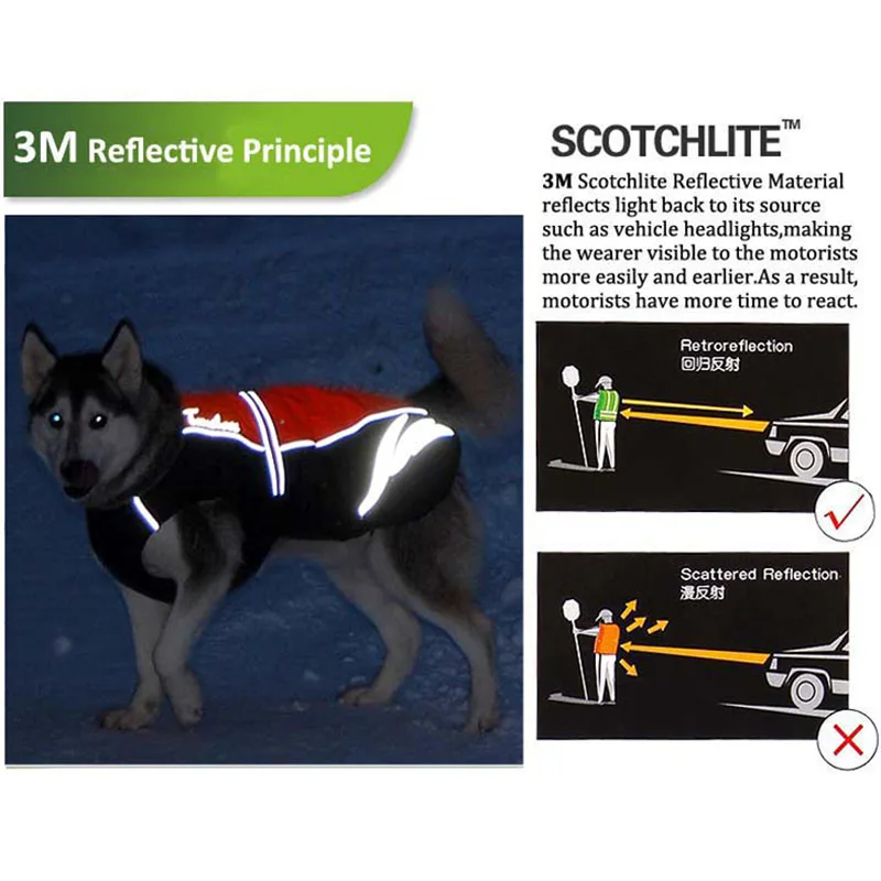 Truelove-abrigo impermeable para perro, chaleco reflectante para caminar al aire libre, chaqueta cálida para mascotas, ropa para perros grandes y pequeños TLG2371 - imagen 4