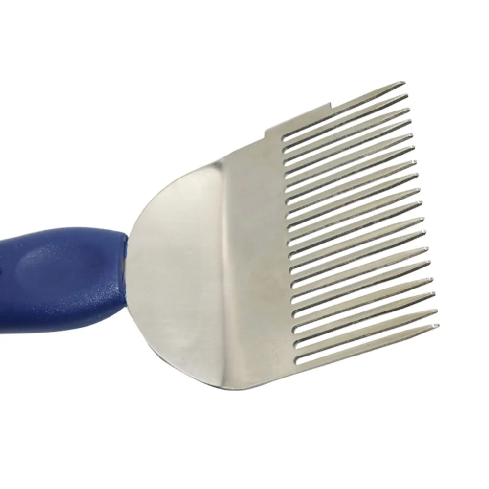 Tenedores para destapar abejas, herramientas de acero inoxidable con mango azul, 18 agujas rectas, rastrillo para miel, 1 unidad - imagen 3