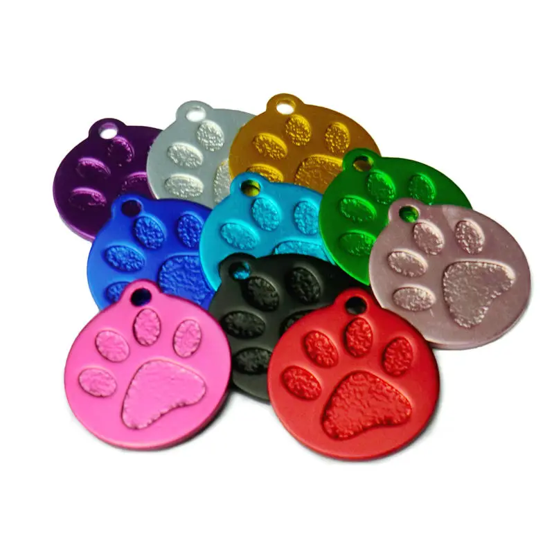 Mezcla aleatoria, 100 Uds., etiqueta de identificación en blanco de aluminio, placas de nombre personalizadas para perros y gatos, colgante personalizado, accesorios de adorno grabables