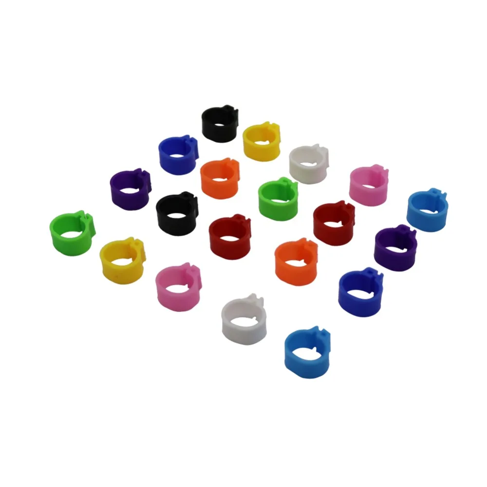 100 Uds diámetro interior 8MM 10MM pájaro plástico Clip anillos Paloma color pie anillo 10 colores suministros para Palomas