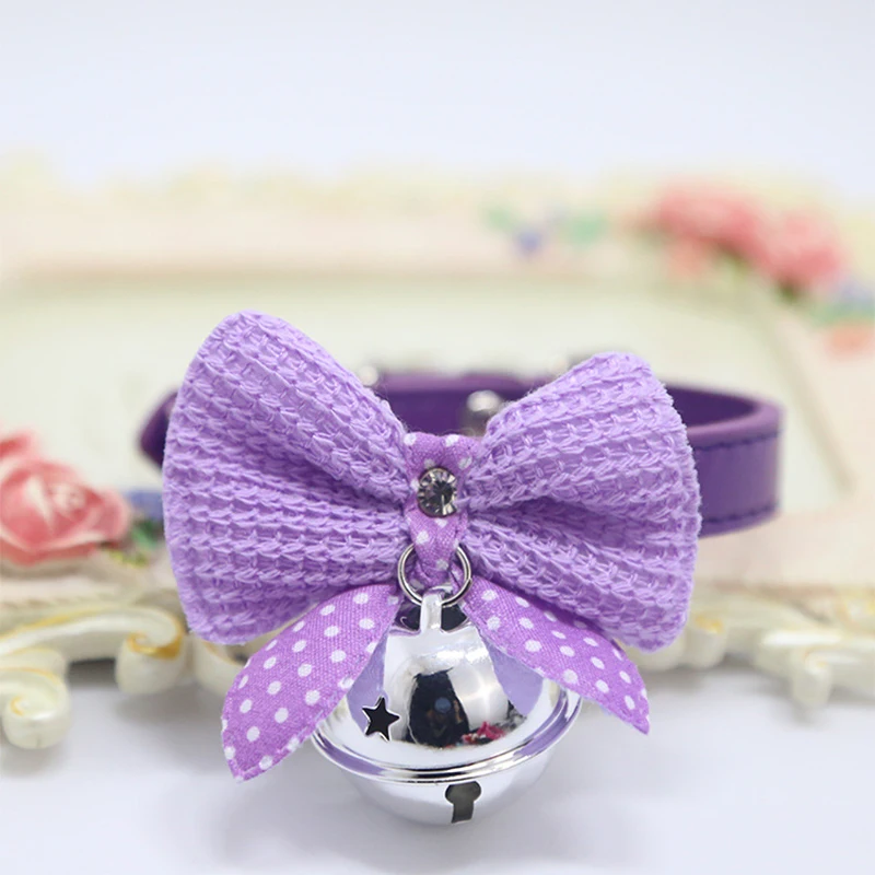 Collares ajustables para perros con lazo y campanas, Collar de PU, hermoso arnés para perros, accesorios para tienda de mascotas y gatos - imagen 5