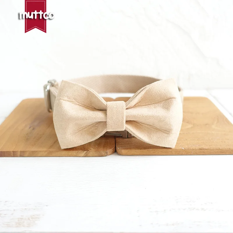 MUTTCO vende al por menor collar de perro de diseño propio THE LADY hecho a mano marrón claro 5 tamaños collar y correa de perro de poliéster satinado y nailon UDC027 - imagen 4