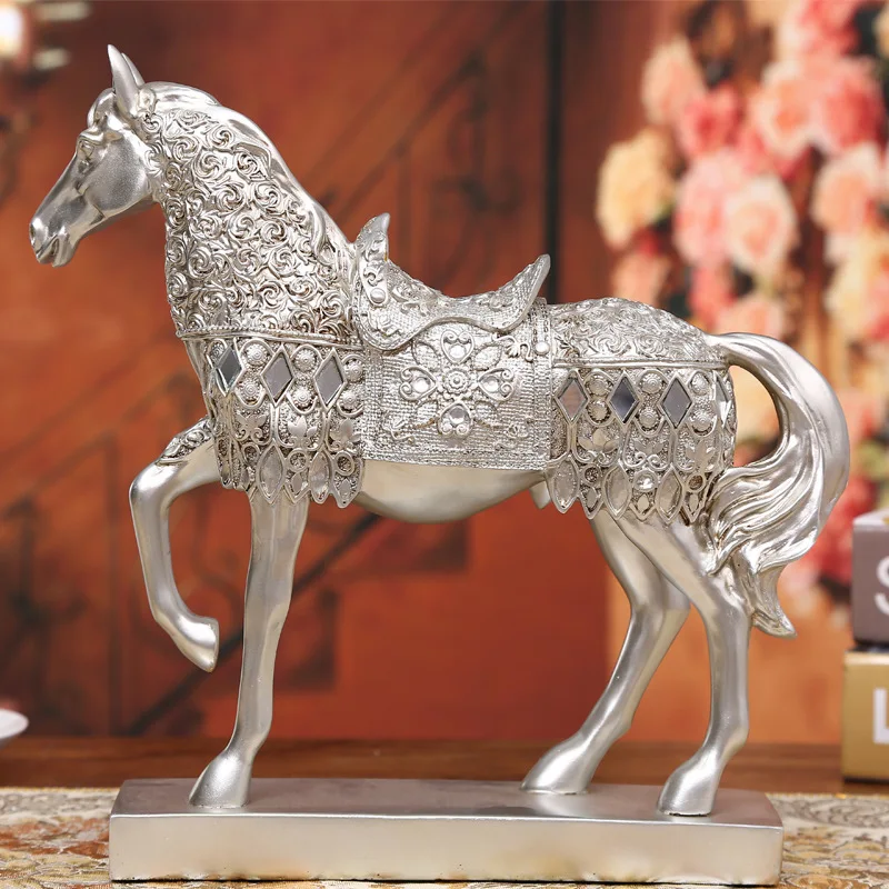 Ancient War Horse Wedding Decoration Figurines Miniatures Artificial animal Ornament Vintage Home Decor Valentines Day Gift - imagen 2