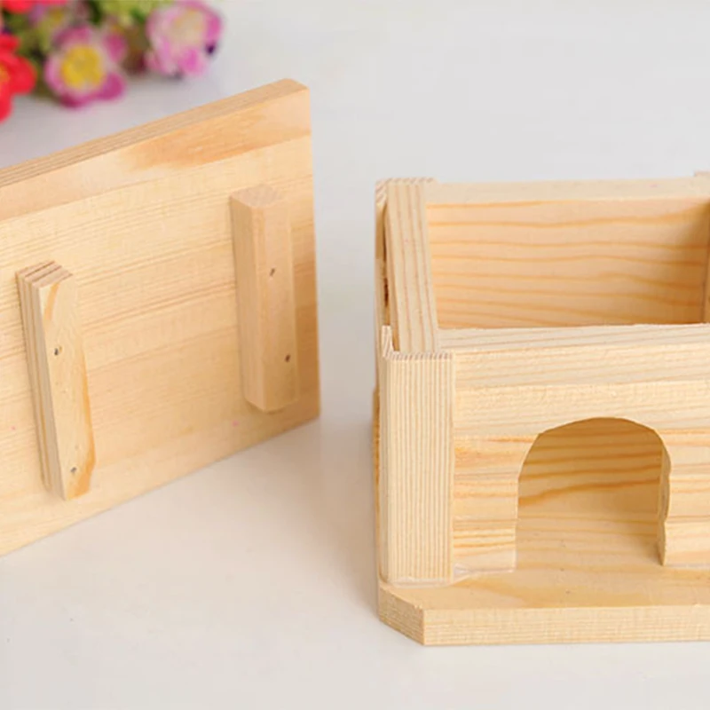 Mini jaula pequeña de madera para mascotas, cueva nido cálida y resistente al viento para ratón, hámster, ardilla, funda para bebé, accesorios para animales - imagen 5