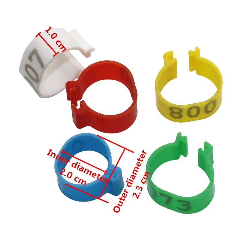 Hebilla de plástico de tipo abierto para pollo, pato, Ganso, Anillo de pie Digital de 5 colores, equipo de cría de aves de corral, diámetro interior de 100 cm, 2,0 Uds. - imagen 2