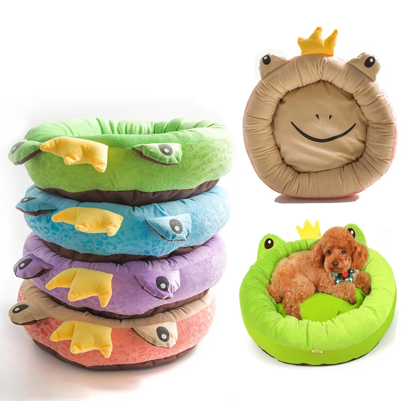 Cama suave de algodón para perros y gatos, cama lavable y cálida para mascotas, perrera con diseño de rana y corona, alfombrilla para cama para perros pequeños, casa para perros y gatos, suministros para mascotas