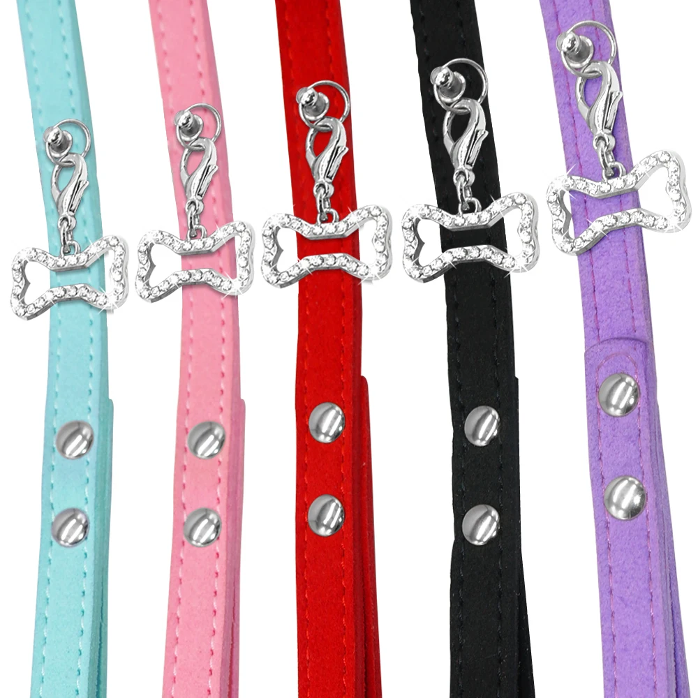 Correa para perros pequeños, correas para perros de cuero de ante suave para Chihuahua Yorkishire Pug, correa para caminar para perros pequeños y gatos, color rosa - imagen 4
