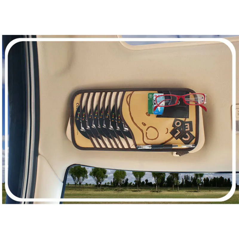 Conjuntos de visera multifunción para coche de dibujos animados, estuche para DVD, bolsa de almacenamiento de suministros automotrices, soporte para CD de coche, organizador de viaje - imagen 4