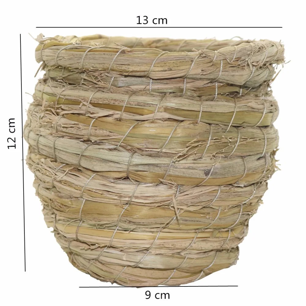 Nido de pollo de paja tejido a mano, jaula para pájaros, nido para incubar codorniz, se puede colgar para paisajismo, calor, casa de pájaros, nido para loros - imagen 4