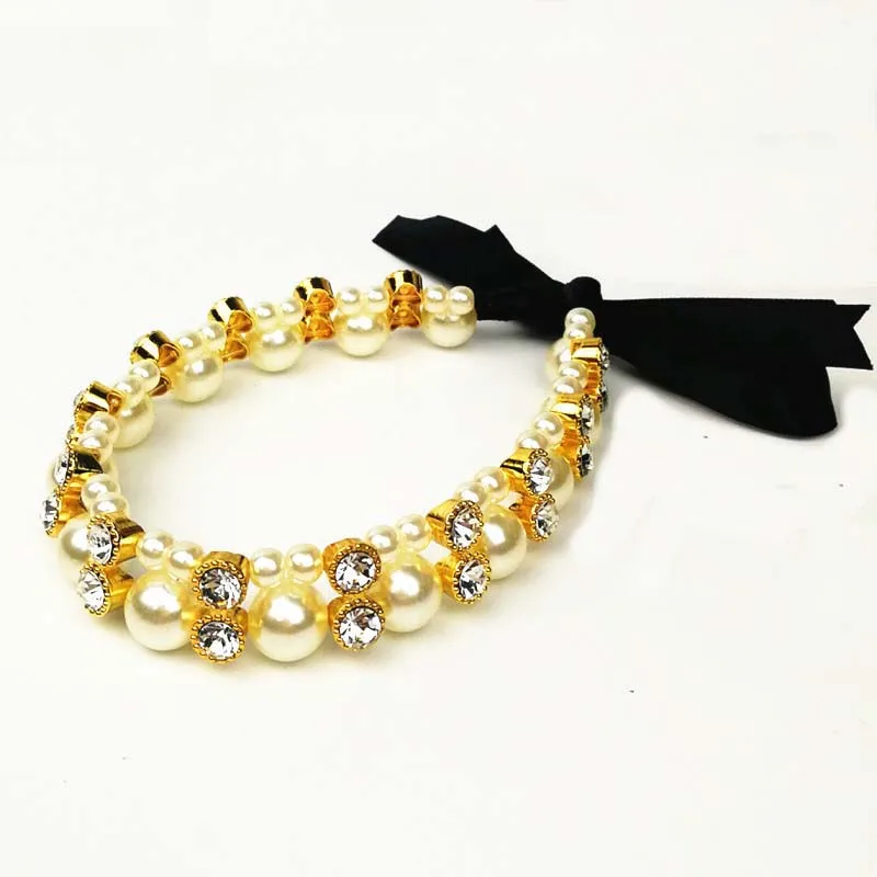 Collar de perlas delicadas para perro, Cinta ajustable suave de alta calidad para perros pequeños, Collar de diamantes de imitación de princesa 10E - imagen 2