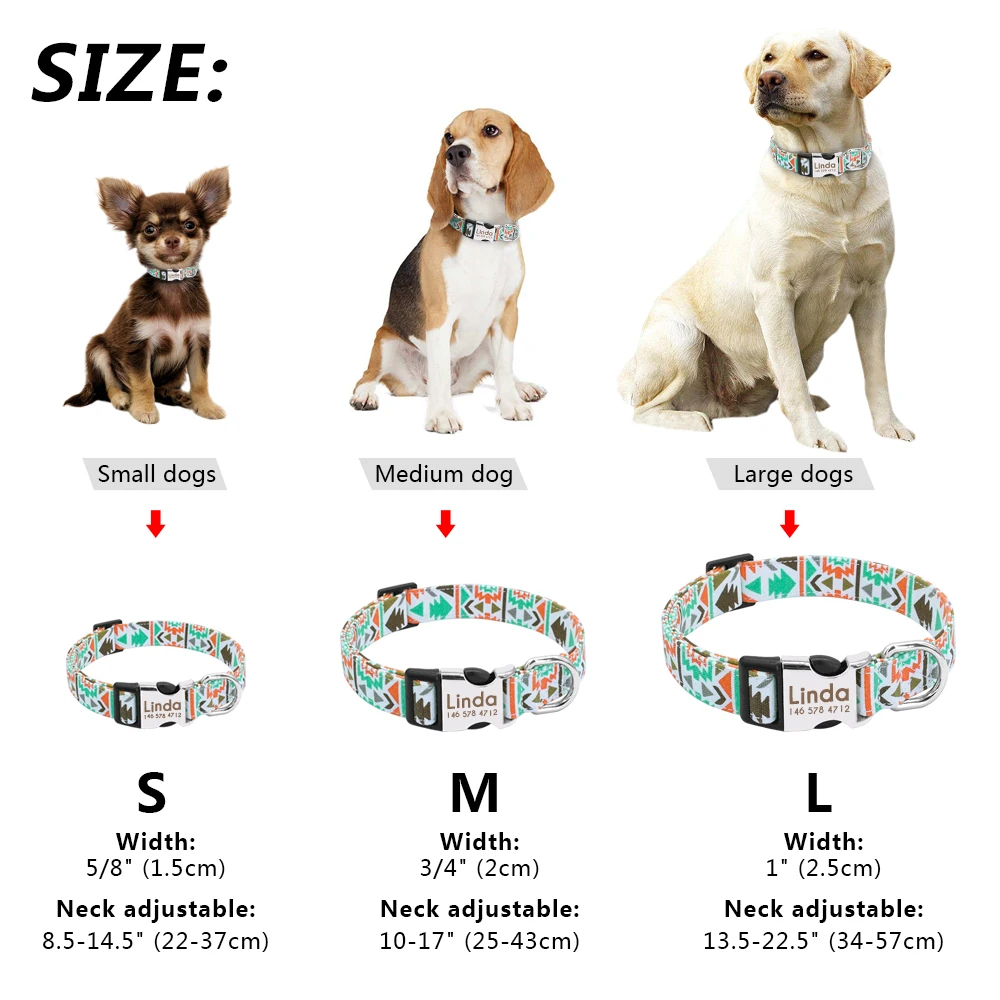Collar de nailon personalizado para perros pequeños, Collar para Chihuahua, identificación de nombre grabada para mascotas pequeñas, medianas y grandes, Pitbull - imagen 3