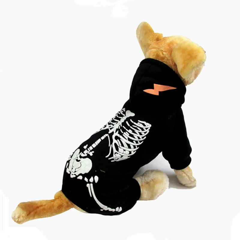 Disfraz de otoño e invierno para perros, ropa cálida para perros, chaqueta para cachorros, abrigo con calavera luminosa, suéter suave para cachorros, ropa de Navidad para mascotas - imagen 2