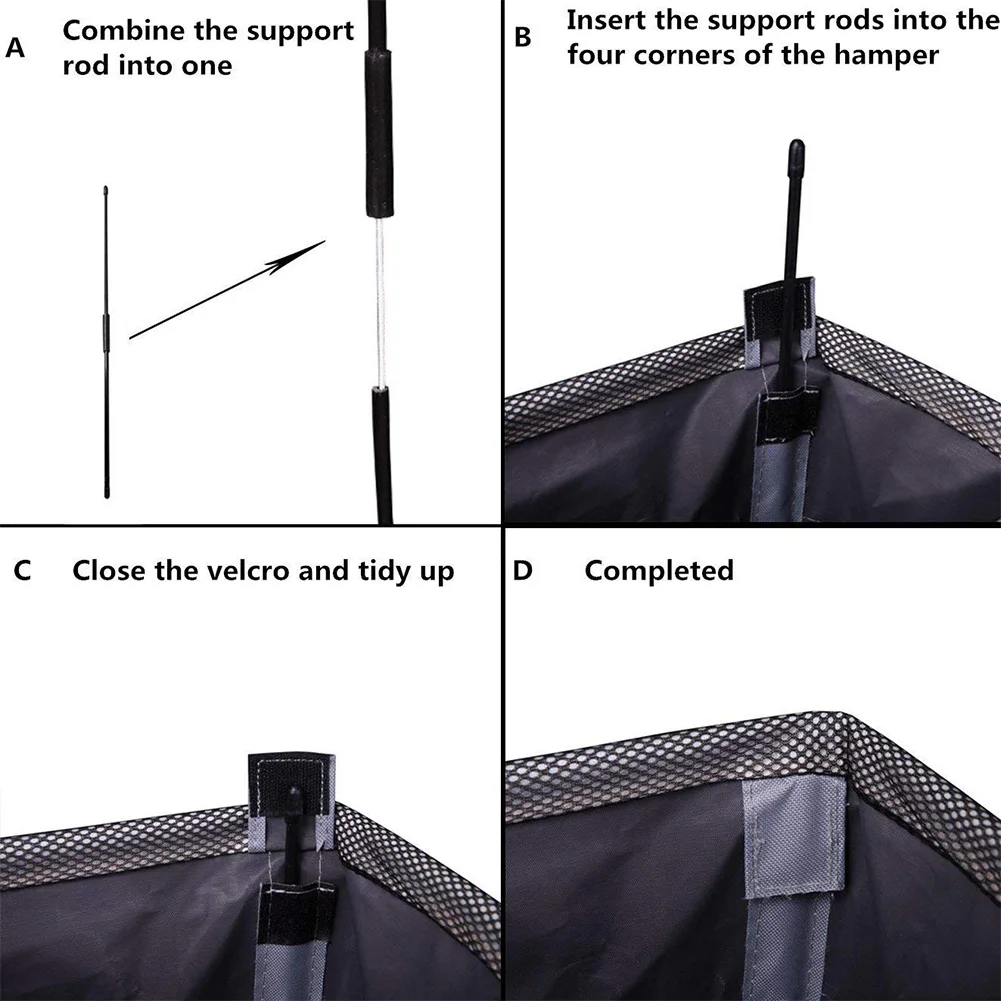 Cesta de lavandería plegable usada como organizador de almacenamiento