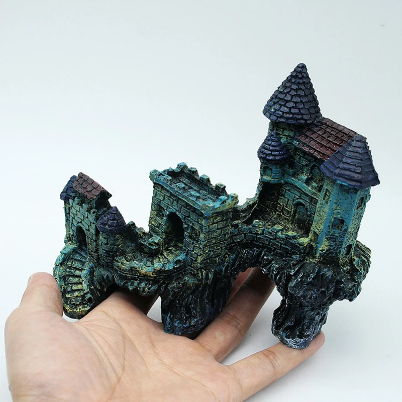 Beautiful Aquarium Decoration Ornament Ancient Castle Resin Background For Fish Tank Aquarium Accessories Live Fish Hide House13
