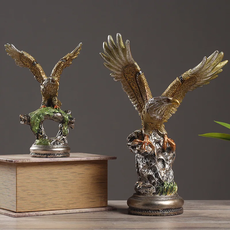Figuras de águila de resina Vintage, estatua de pájaro en miniatura para sala de estar, decoración del hogar, adorno Artificial para manualidades de escritorio de oficina, regalos - imagen 2