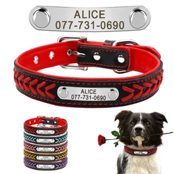 Collar de cuero con placa grabada – Identificador para perro