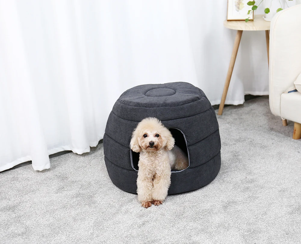 Casa suave y cálida para perros y gatos, nido antideslizante con cojín extraíble, esterilla, 2 usos - imagen 3